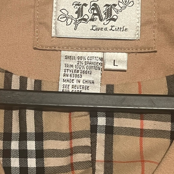 Live a Little Tan Blazer Jacket Size Large Classic Single Button Lightweight - Picture 4 of 10